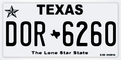 TX license plate DOR6260