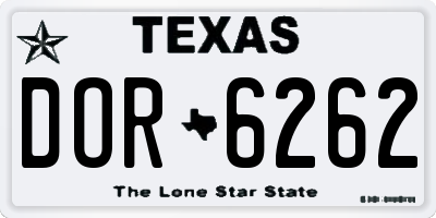 TX license plate DOR6262