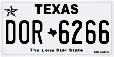 TX license plate DOR6266