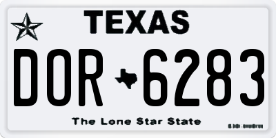 TX license plate DOR6283