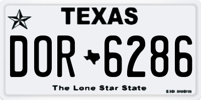 TX license plate DOR6286