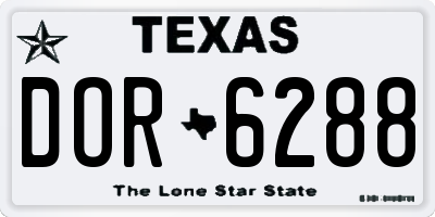 TX license plate DOR6288