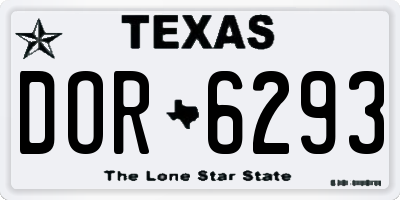 TX license plate DOR6293