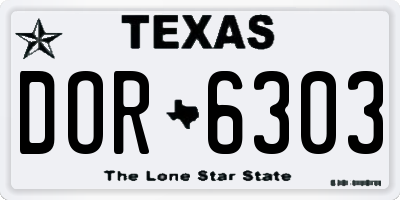 TX license plate DOR6303