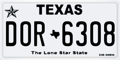 TX license plate DOR6308