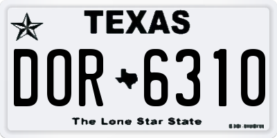 TX license plate DOR6310