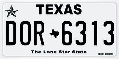 TX license plate DOR6313