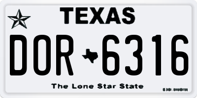 TX license plate DOR6316