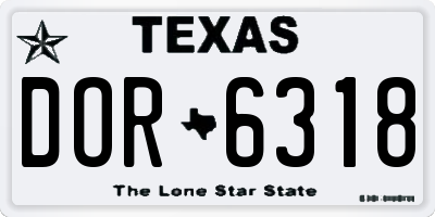 TX license plate DOR6318