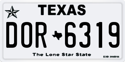TX license plate DOR6319