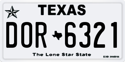 TX license plate DOR6321