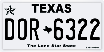 TX license plate DOR6322