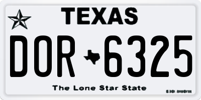 TX license plate DOR6325