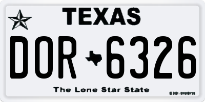 TX license plate DOR6326