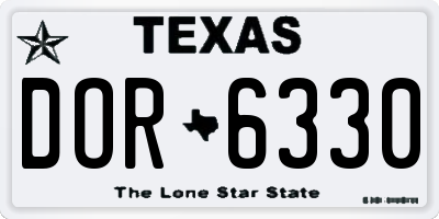 TX license plate DOR6330