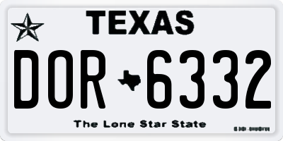 TX license plate DOR6332