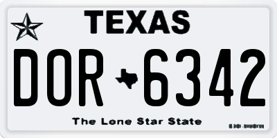 TX license plate DOR6342