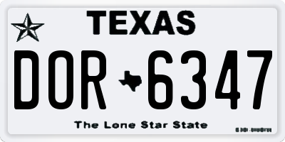 TX license plate DOR6347