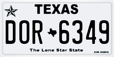 TX license plate DOR6349