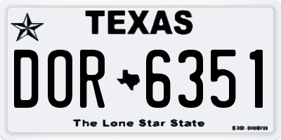 TX license plate DOR6351