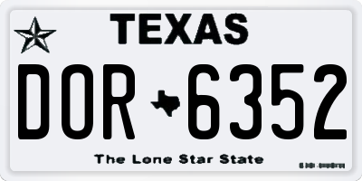 TX license plate DOR6352