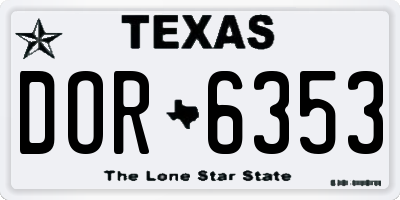 TX license plate DOR6353