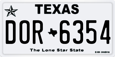TX license plate DOR6354