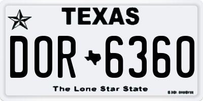 TX license plate DOR6360