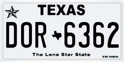 TX license plate DOR6362