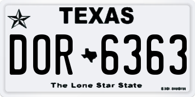TX license plate DOR6363