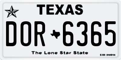 TX license plate DOR6365
