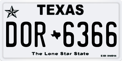 TX license plate DOR6366