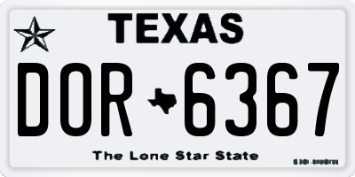 TX license plate DOR6367