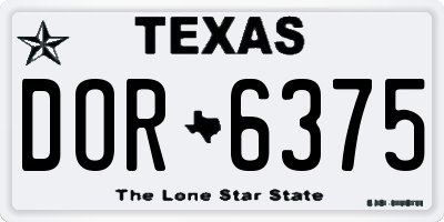 TX license plate DOR6375