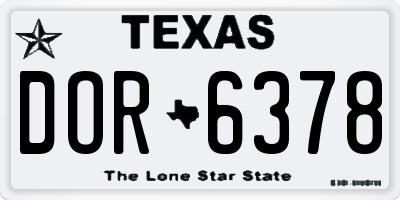 TX license plate DOR6378