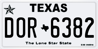TX license plate DOR6382