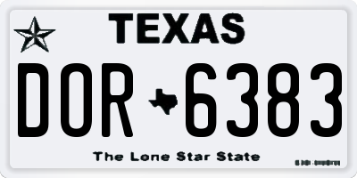 TX license plate DOR6383