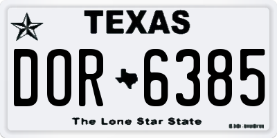 TX license plate DOR6385