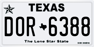 TX license plate DOR6388