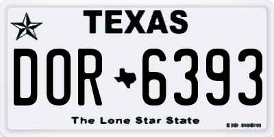 TX license plate DOR6393