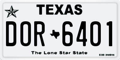 TX license plate DOR6401
