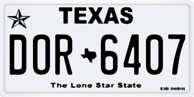 TX license plate DOR6407