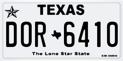 TX license plate DOR6410