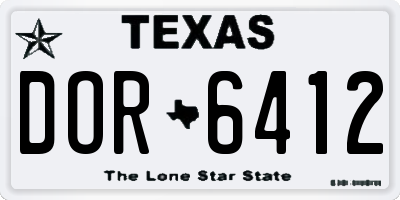 TX license plate DOR6412