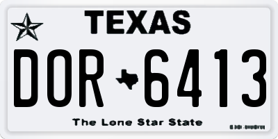 TX license plate DOR6413
