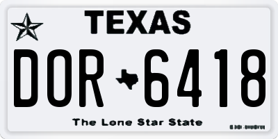 TX license plate DOR6418