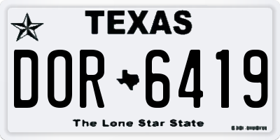 TX license plate DOR6419