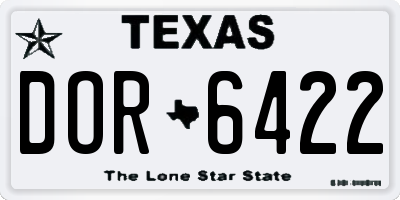 TX license plate DOR6422