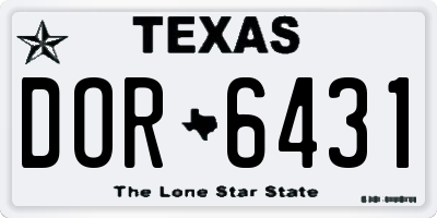 TX license plate DOR6431