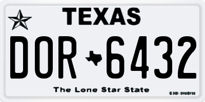 TX license plate DOR6432